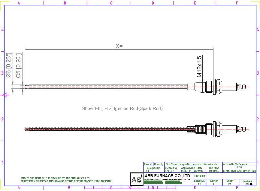 เขี้ยวสปาร์ค Spark Rod Shoei Eil 100,200,400,600,800,Eis 50,100,200(Ignition Rod)(2)